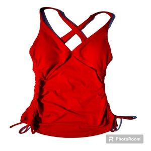 120. Athleta Size Small Women's Red Cross Back Swim Top